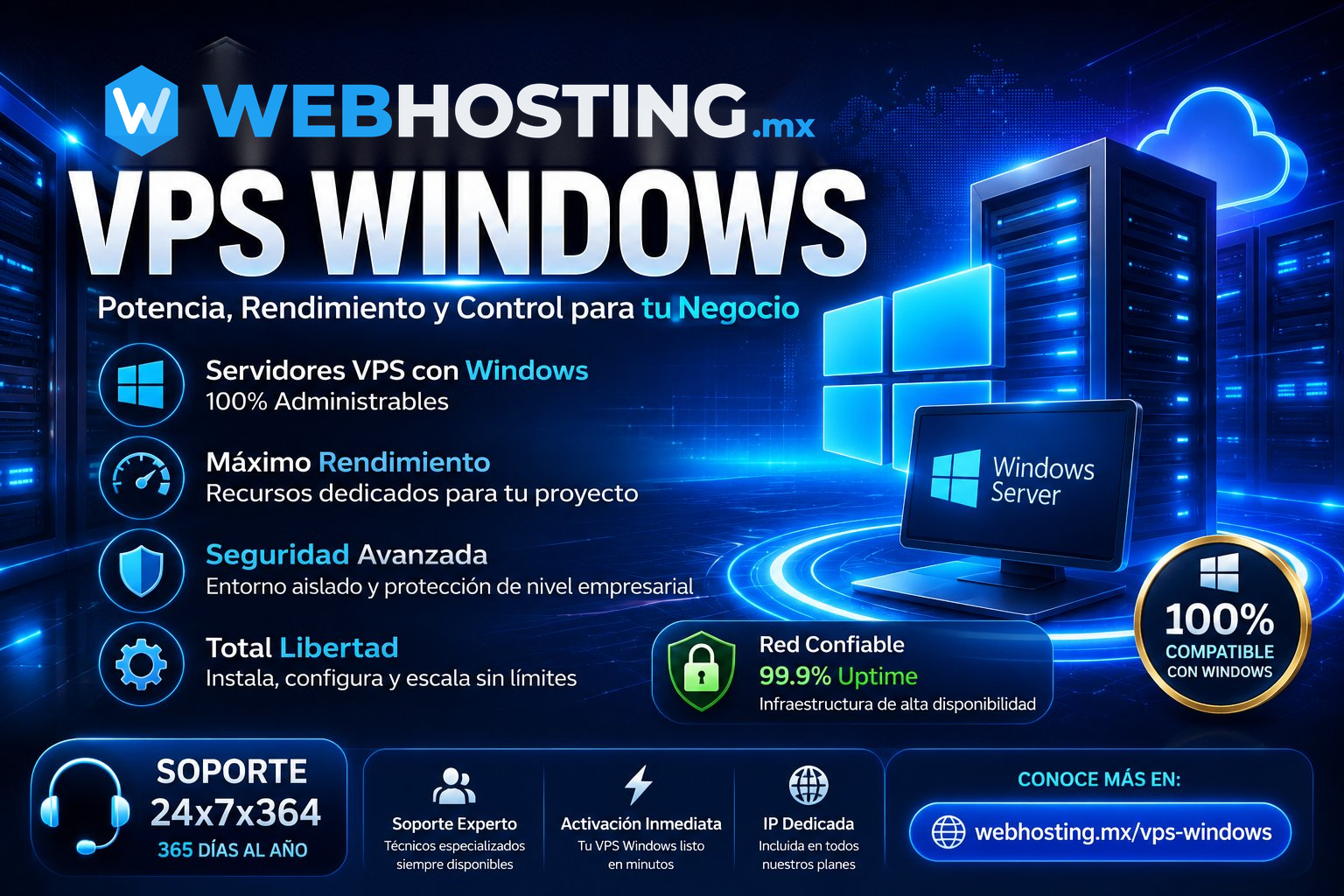 VPS Windows en México desde $595 MXN | WebHosting MX